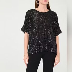 MSK Sequinned Round Neck Blouse